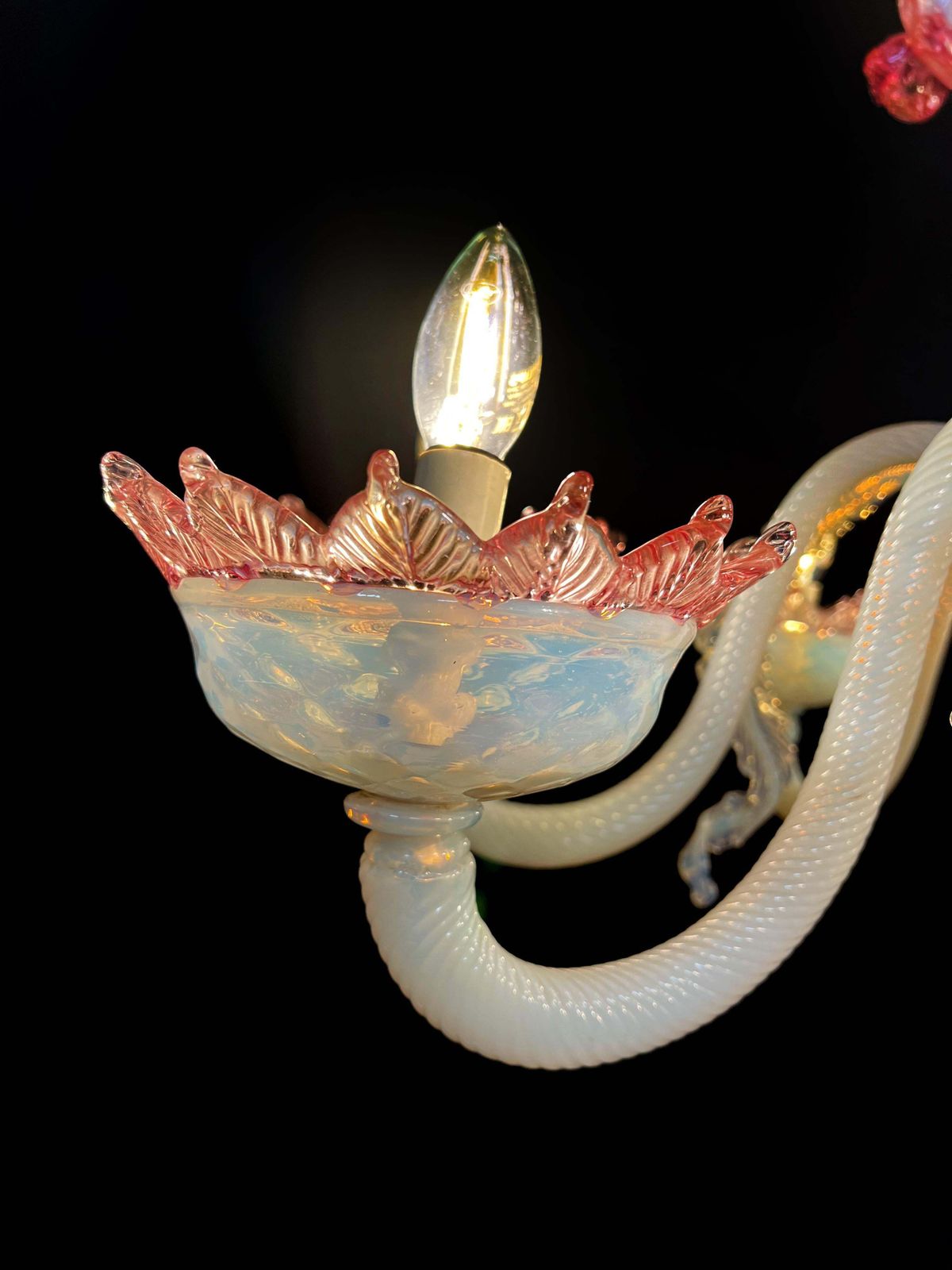 Majestic Light Blue And Pink Venetian Chandelier, Murano, 1950s photo 5404.0