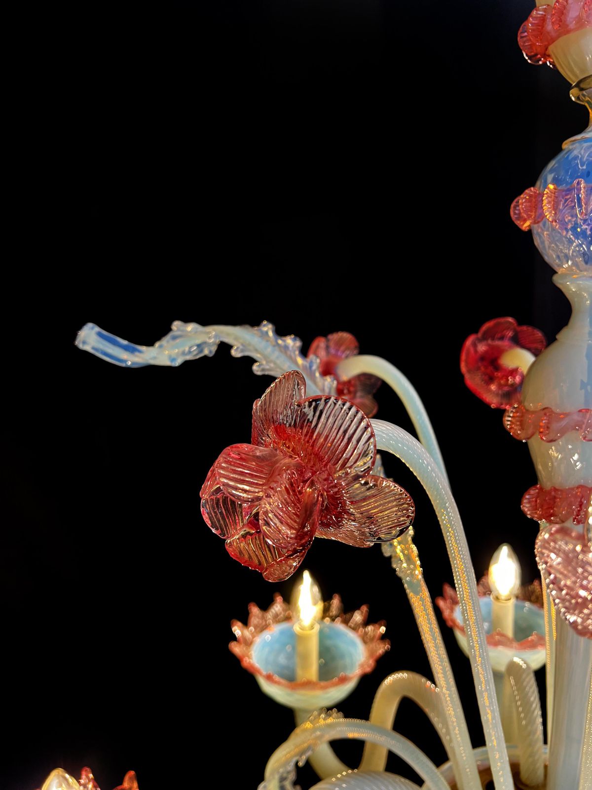 Majestic Light Blue And Pink Venetian Chandelier, Murano, 1950s photo buy