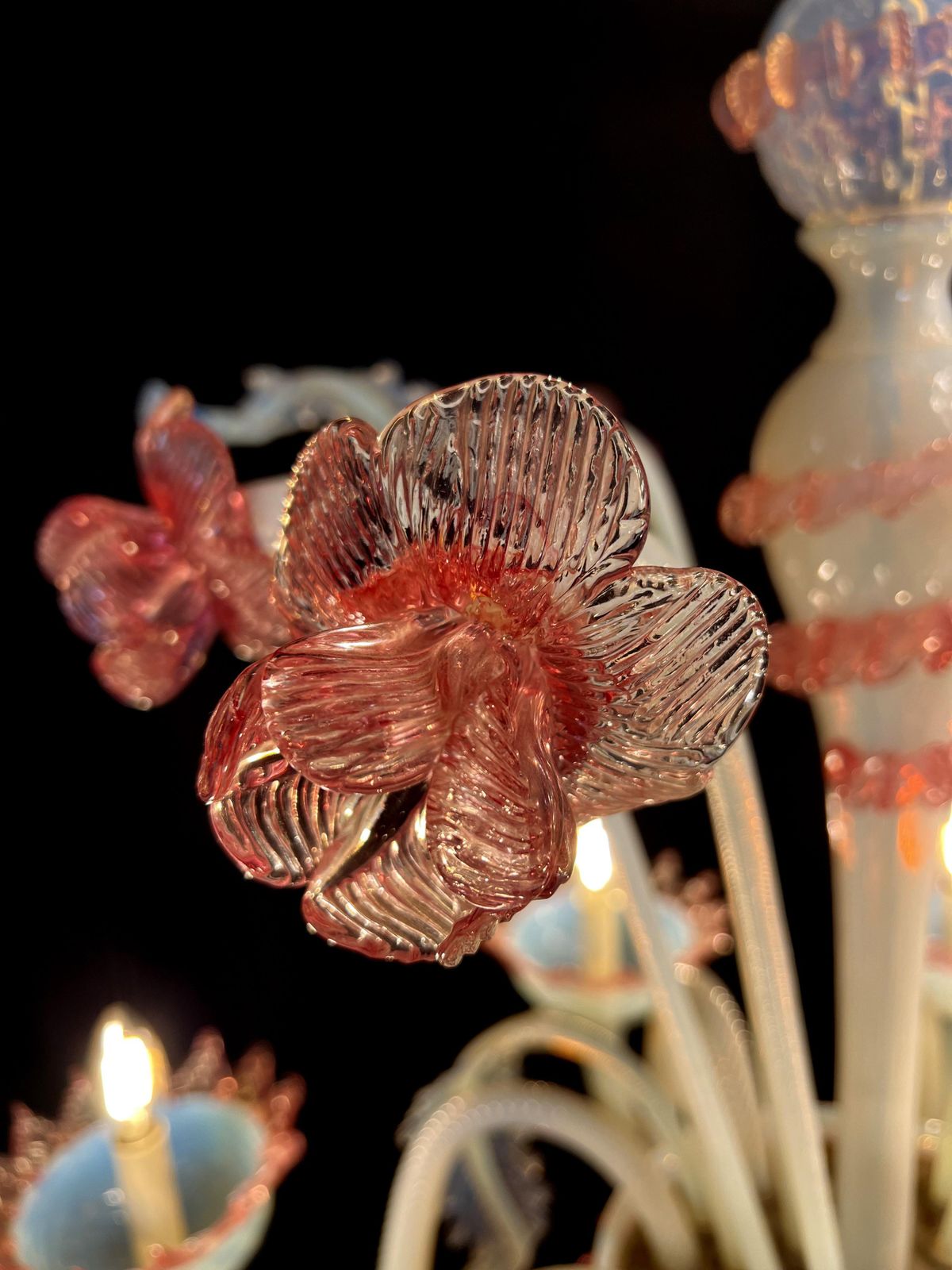Lighting Majestic Light Blue And Pink Venetian Chandelier, Murano, 1950s photo