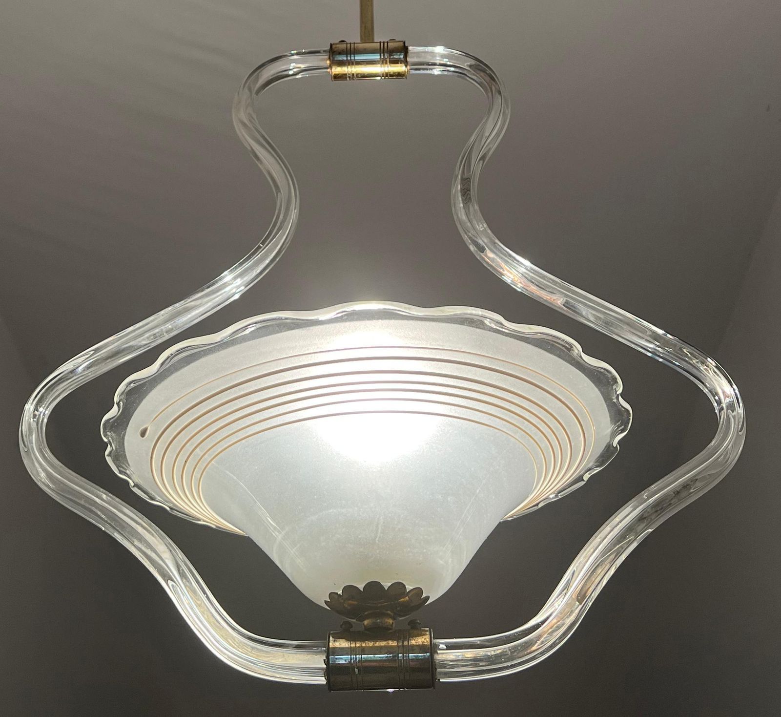 Lighting Chandelier By Barovier & Toso, Murano, 1950s photo