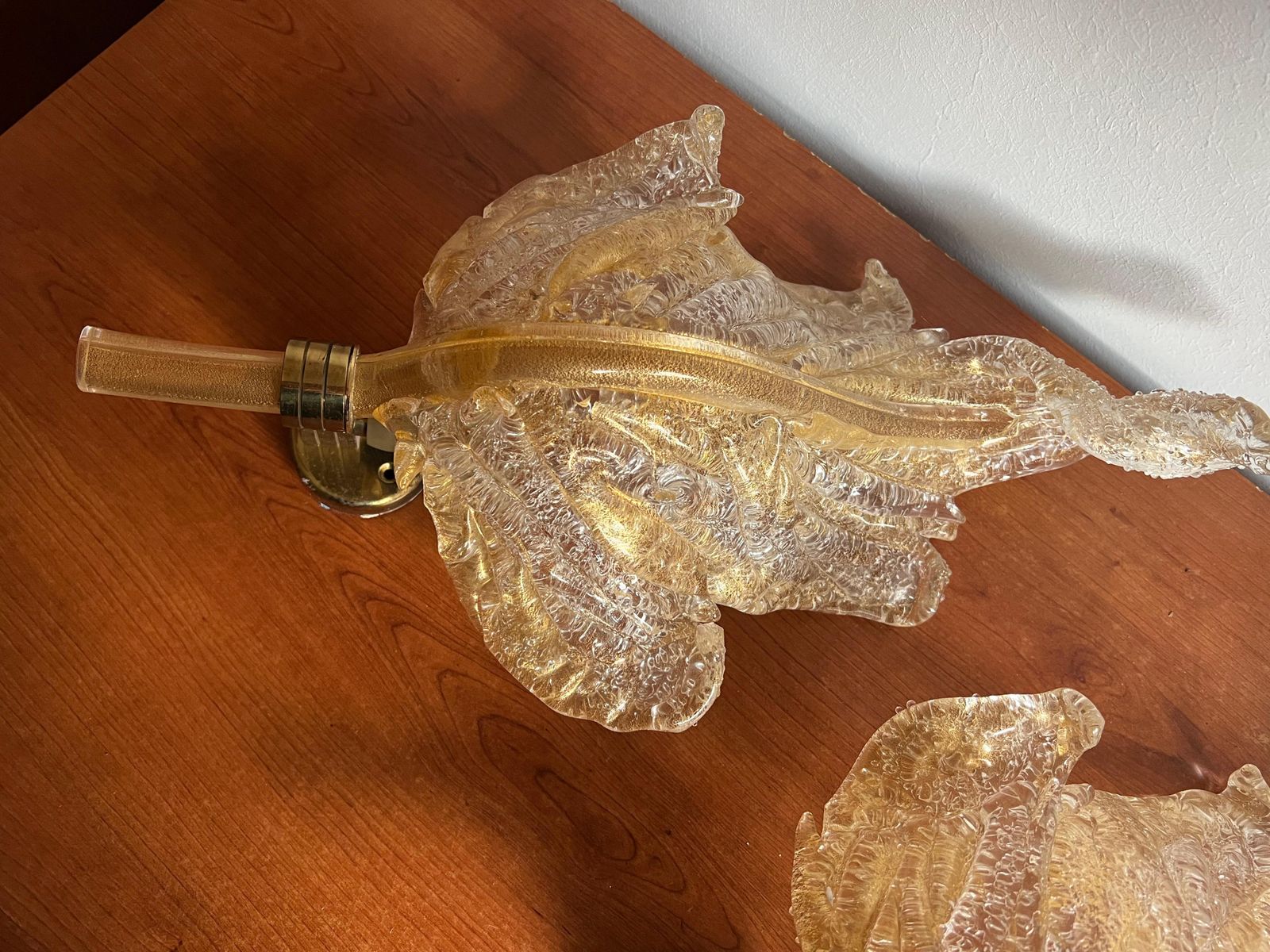 Luxurious Pair Of Wall Lamps By Barovier & Toso, Murano, 1980s photo 2702.0