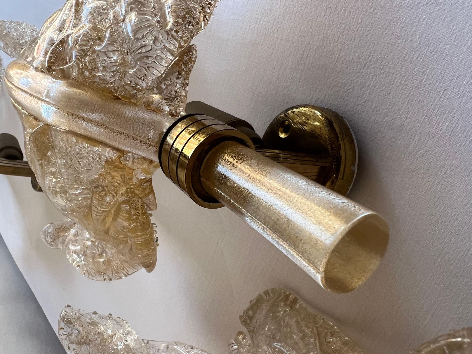 Lighting Luxurious Pair Of Wall Lamps By Barovier & Toso, Murano, 1980s photo