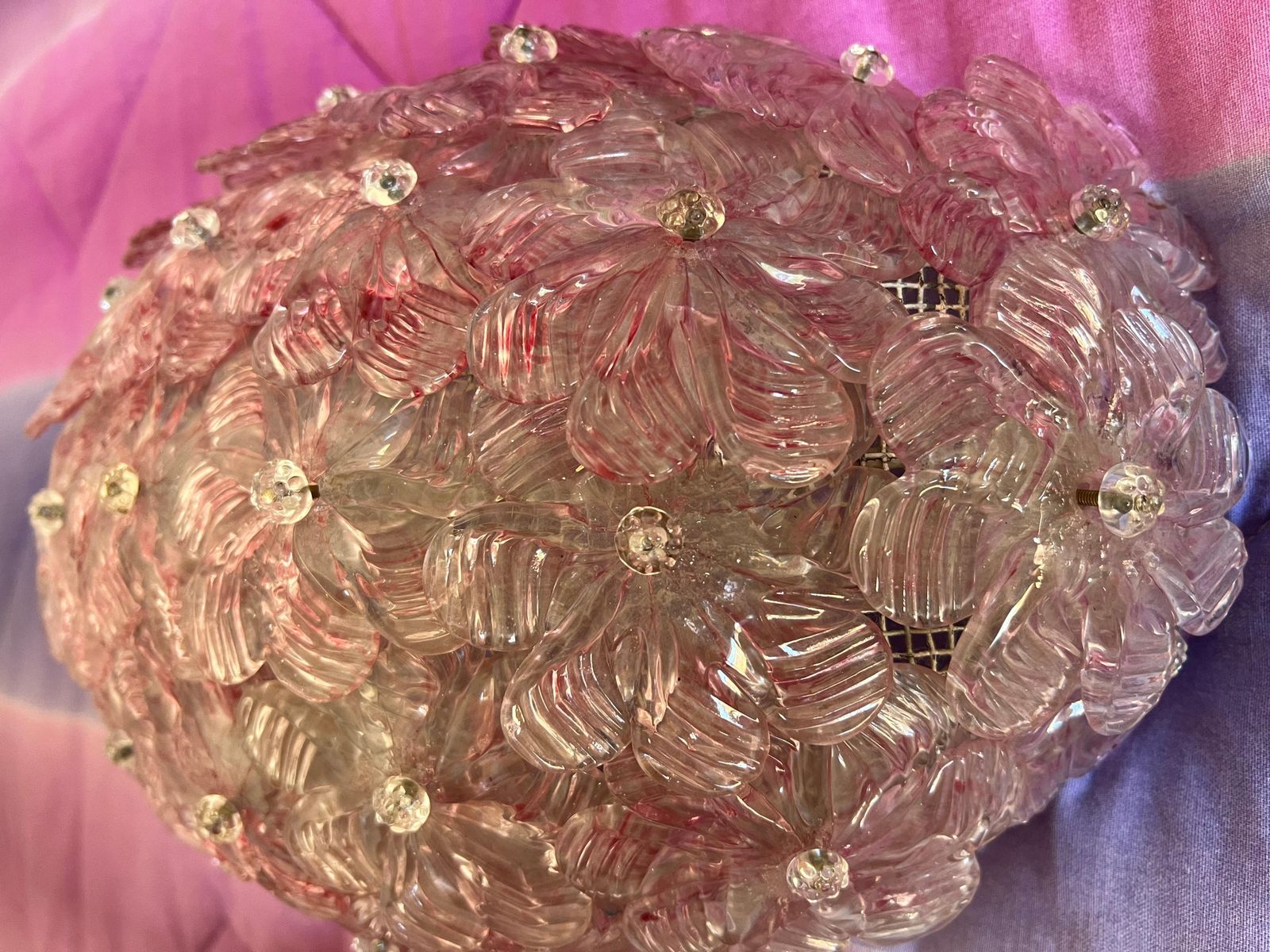 Pair Of Venetian  Glass Rose Wall Lamps , Murano, 1980s photo 2316.0
