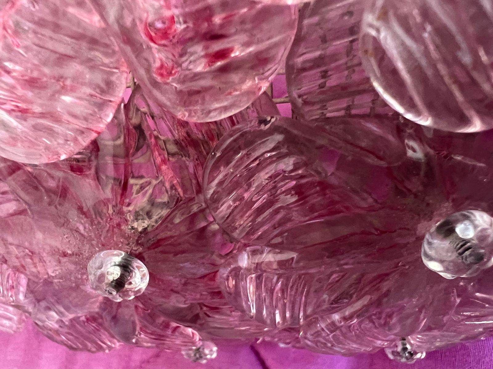 Lighting Pair Of Venetian  Glass Rose Wall Lamps , Murano, 1980s photo