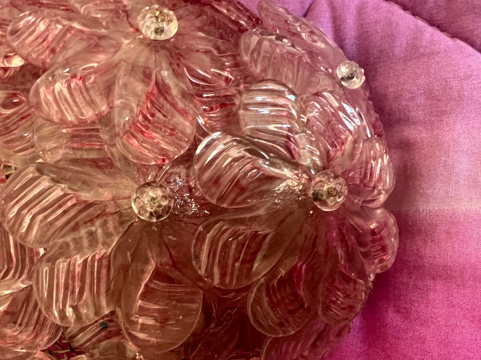2316.0 Pair Of Venetian  Glass Rose Wall Lamps , Murano, 1980s photo