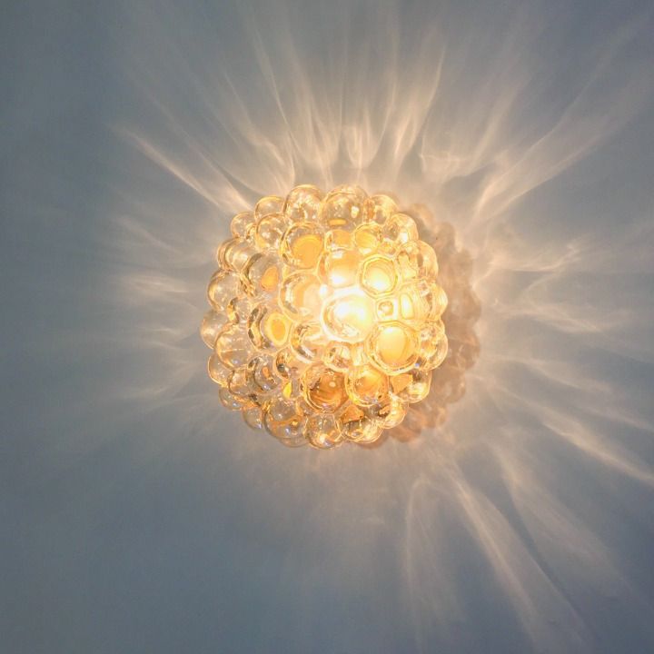 Mid Century Amber Bubble Glass Ceiling Light By Helena Tynell For Limburg, Germany, 1960s photo vintage
