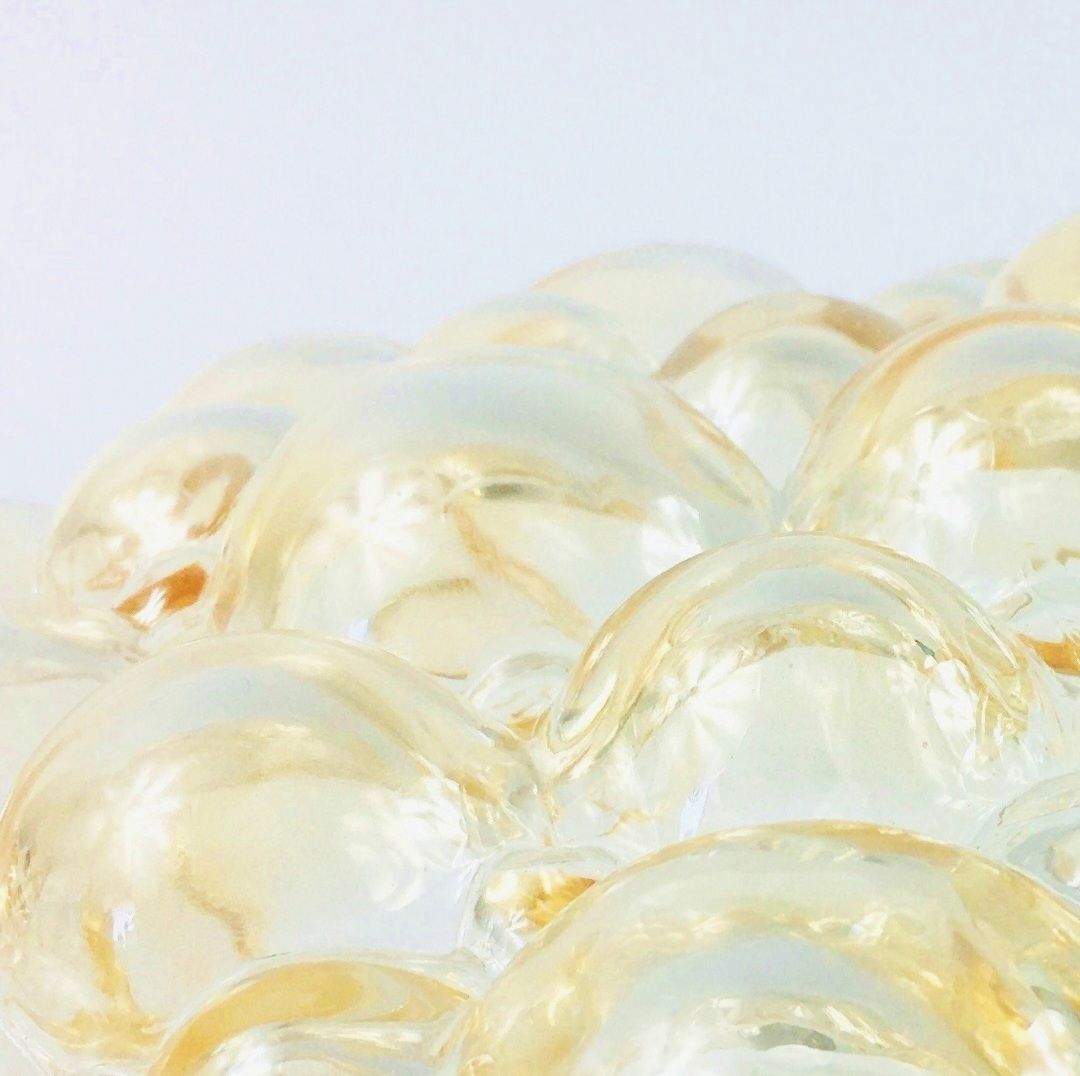 Mid Century Amber Bubble Glass Ceiling Light By Helena Tynell For Limburg, Germany, 1960s photo 450.0