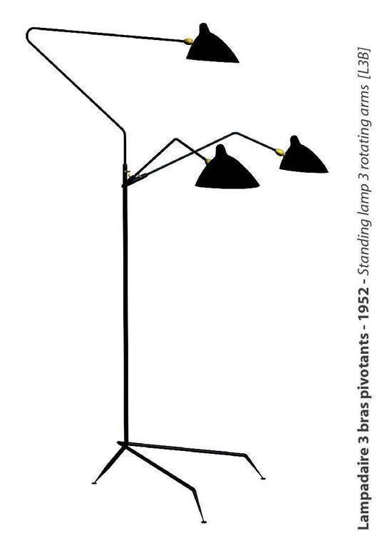 The Serge Mouille Three Arm Floor Lamp Or Lampadaire 3 Bras photo Lighting