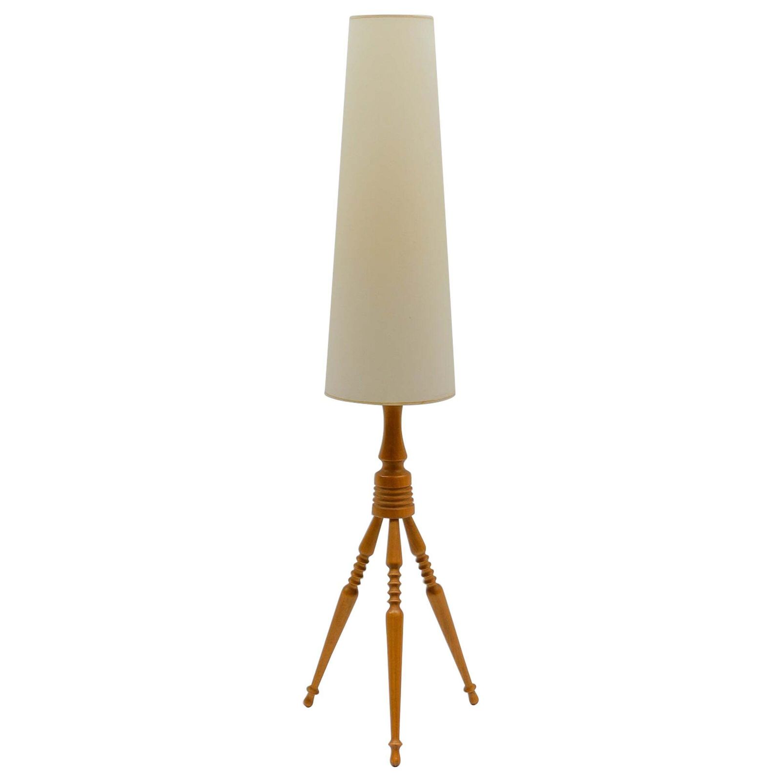 Lovely Mid Century Modern Floor Lamp In Wood, 1960s, France