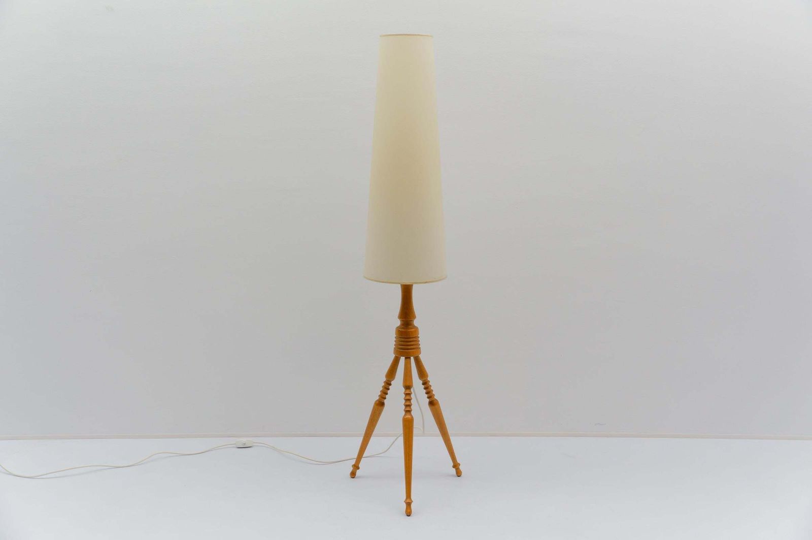 Lovely Mid Century Modern Floor Lamp In Wood, 1960s, France photo for sale