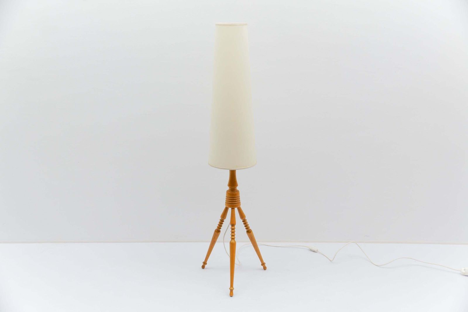 Lovely Mid Century Modern Floor Lamp In Wood, 1960s, France photo furniture