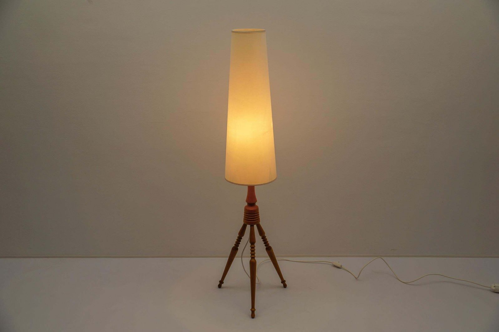 1415.0 Lovely Mid Century Modern Floor Lamp In Wood, 1960s, France photo