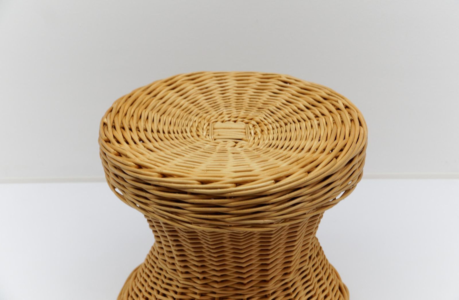 Mid Century Modern Rattan Stool With Storage Space, Italy 1960s photo Furniture