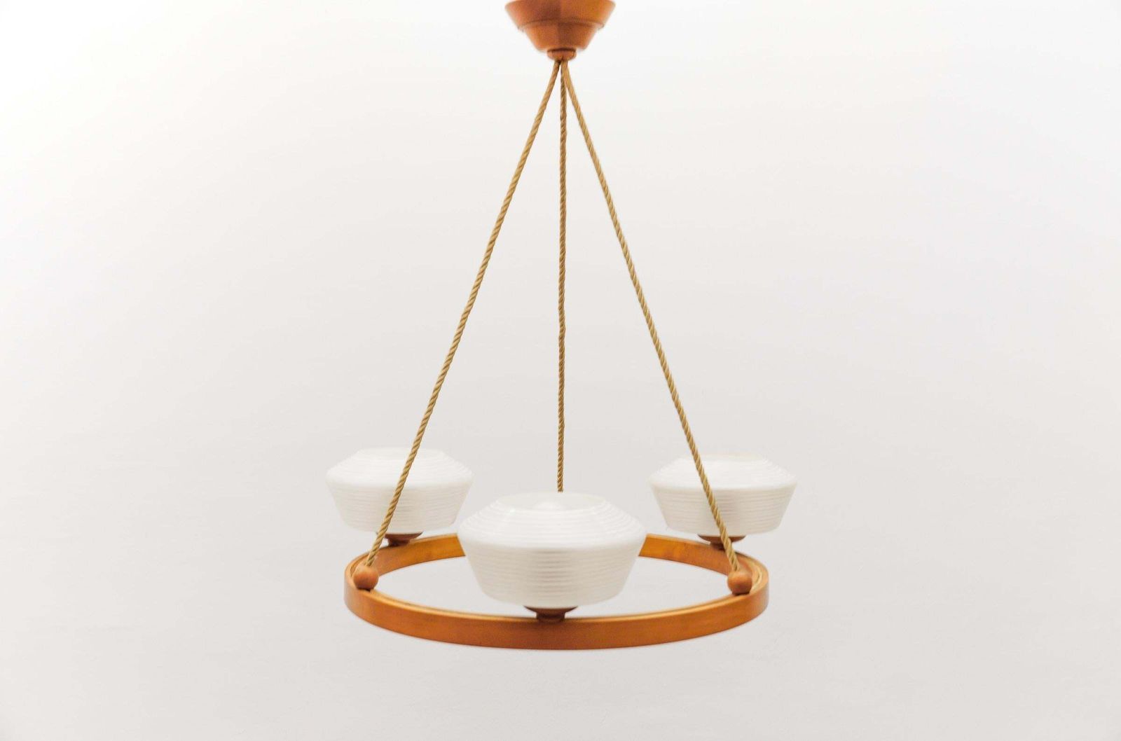 Lovely Round Plywood Scandinavian Mid Century Modern Ceiling Lamp, 1950s photo 1587.0