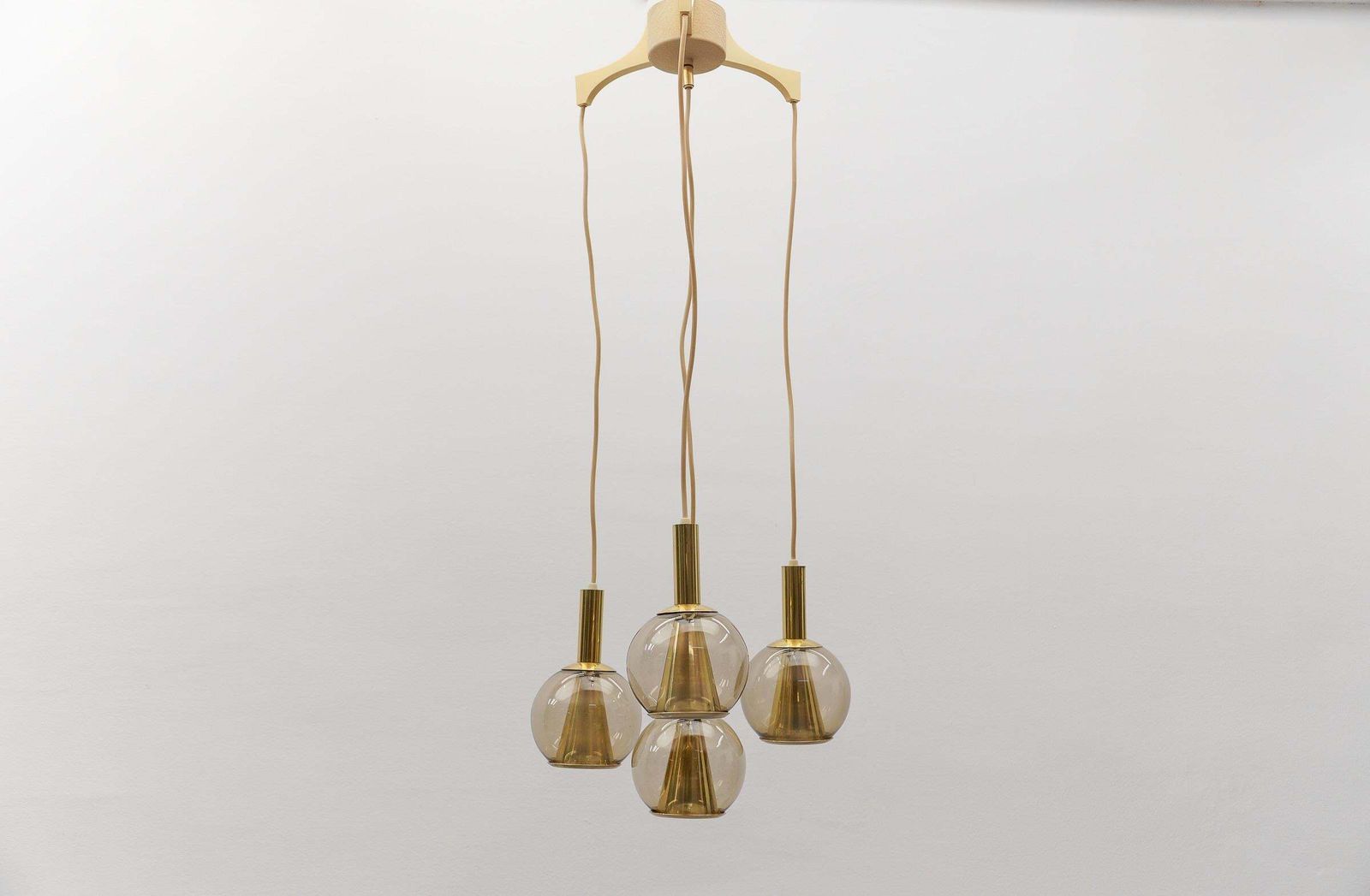 Lovely Brass And Smoked Glass Mid Century Modern Cascading Lamp, 1960s Germany photo furniture