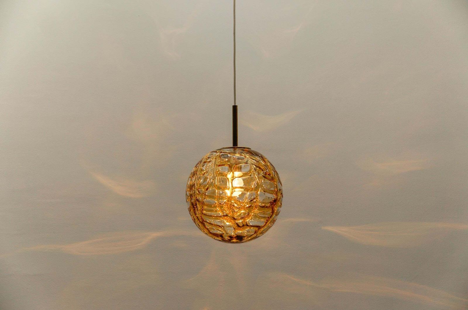 Beautiful Yellow Murano Glass Ball Pendant Lamp By Doria,   1960s Germany photo 772.0