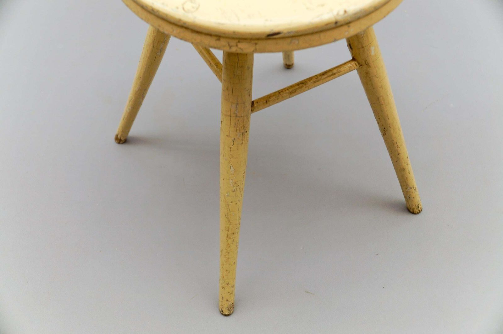 Lovely French Art Deco Wooden Working Stool, 1940s photo vintage