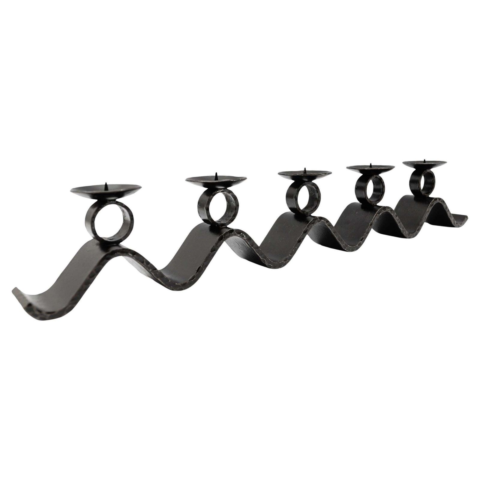 Wrought Iron Wave Handmade Artist Brutalist Candleholder, 1960s Austria