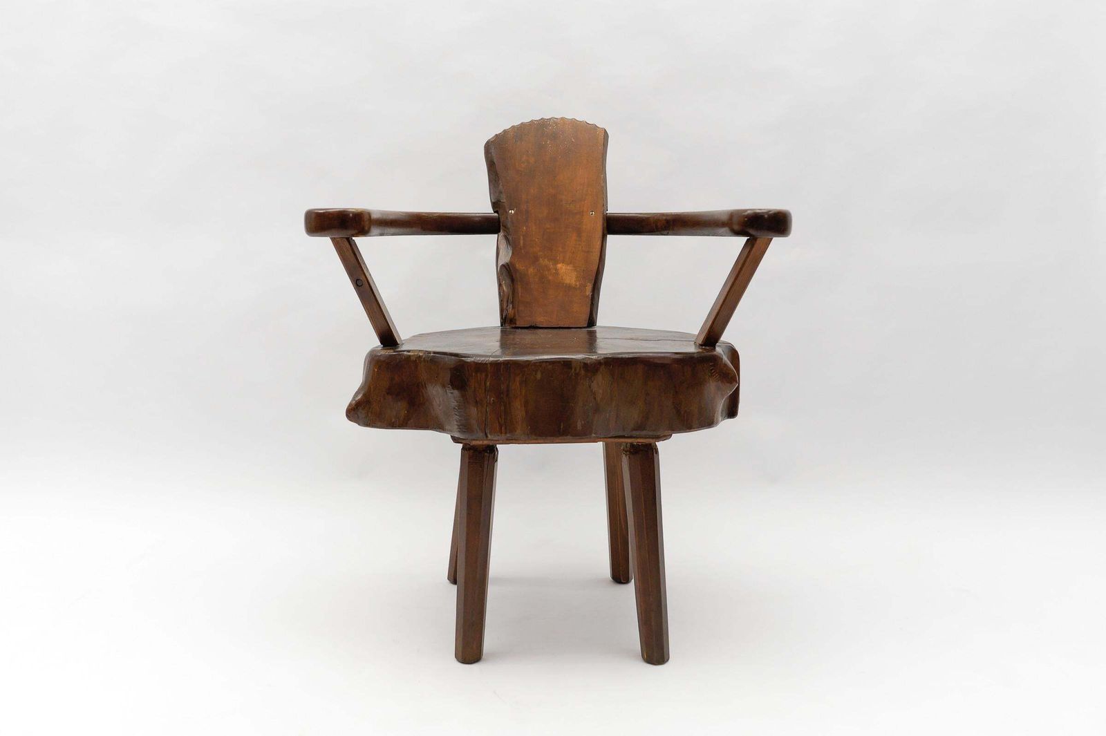 Mid Century Modern French Wooden Armchair, Pierre Chapo Attributed, 1960s photo furniture