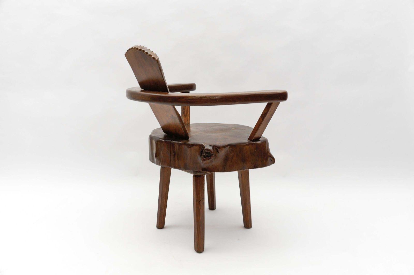 photo furniture Mid Century Modern French Wooden Armchair, Pierre Chapo Attributed, 1960s