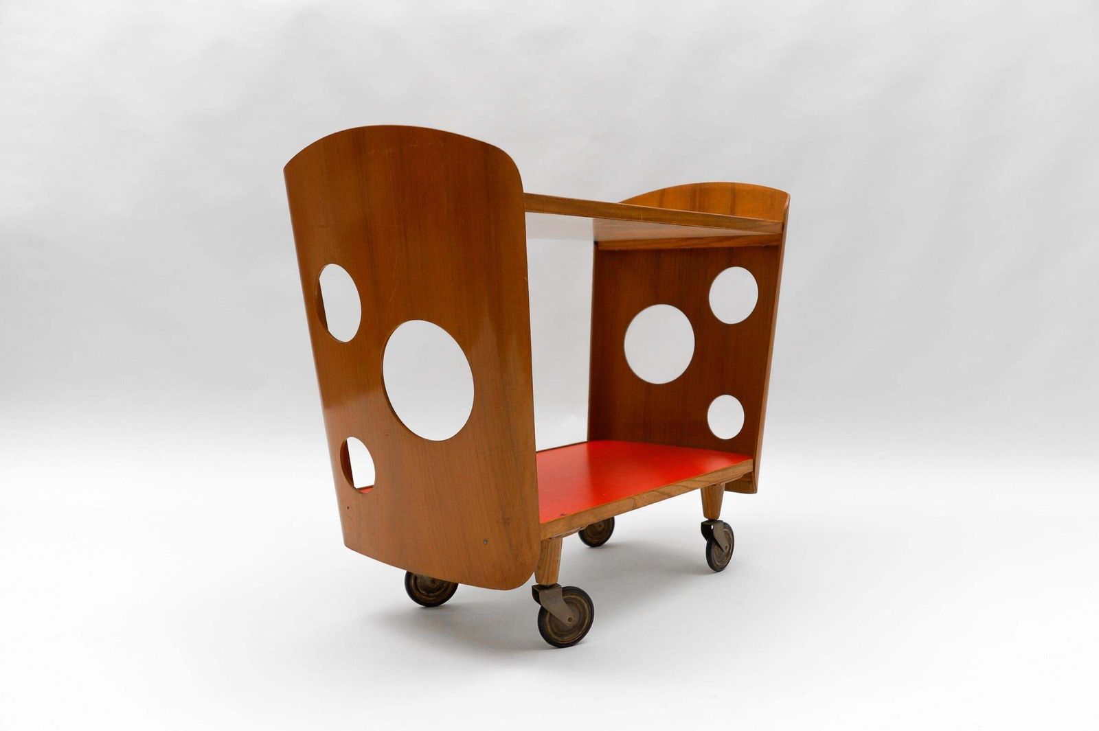Stunning Mid Century Modern Serving Cart In Plywood, 1950s photo for sale