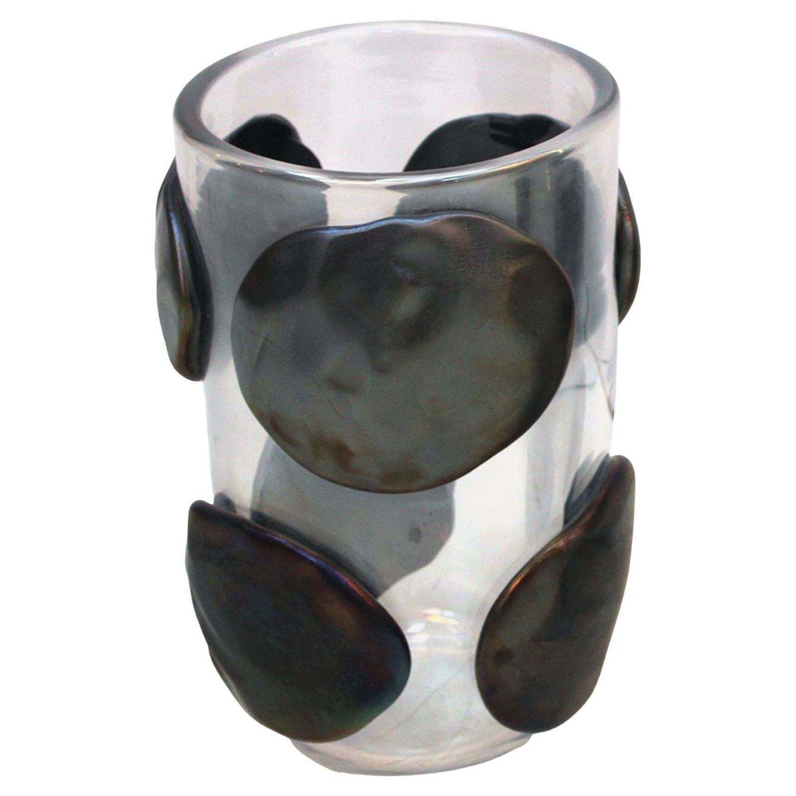 Mid Century Modern Costantini Murano Clear And Black Glass Italian Vase