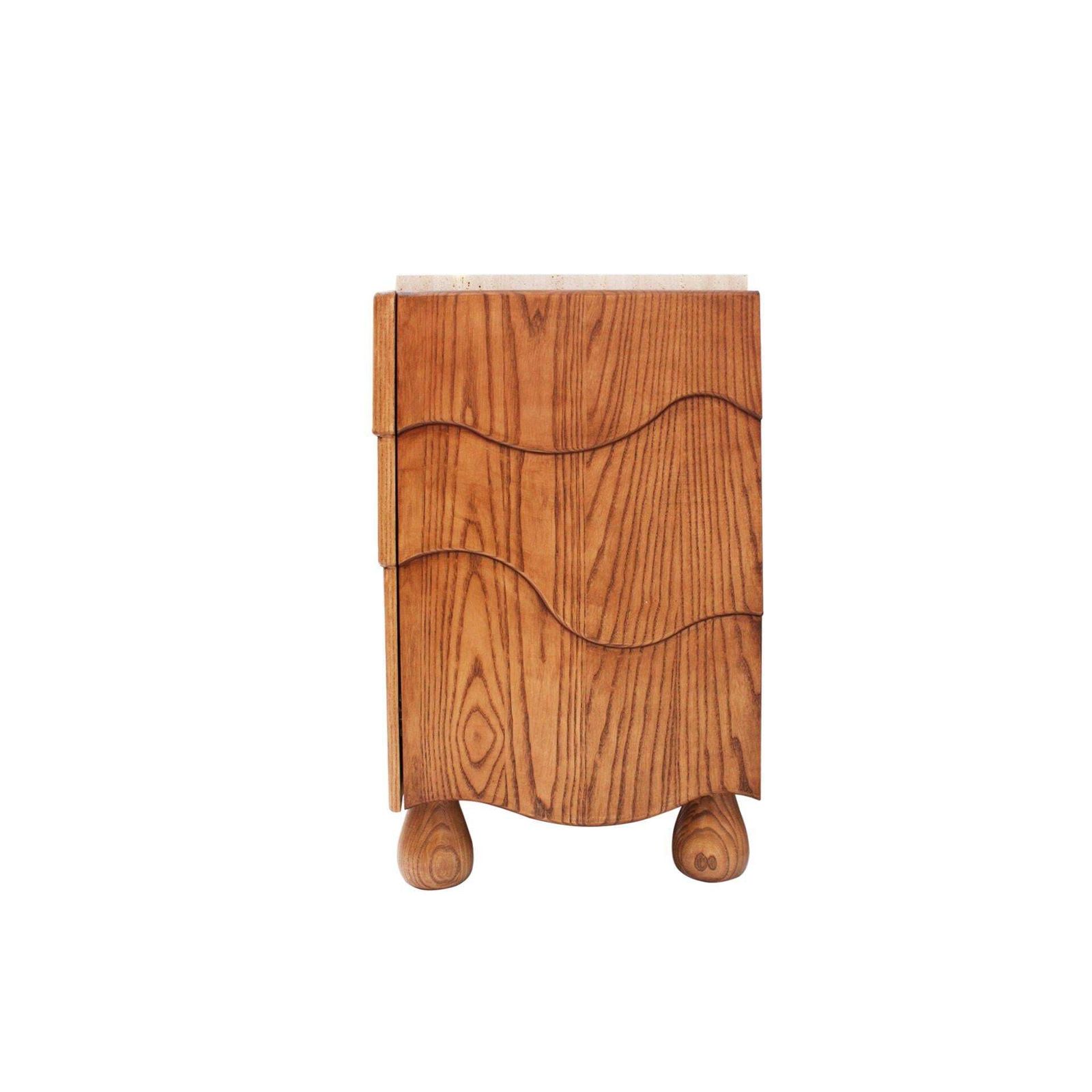 Pair Of Oak Wood Sideboards With Travertine Top. Italian Contemporary Design photo Furniture