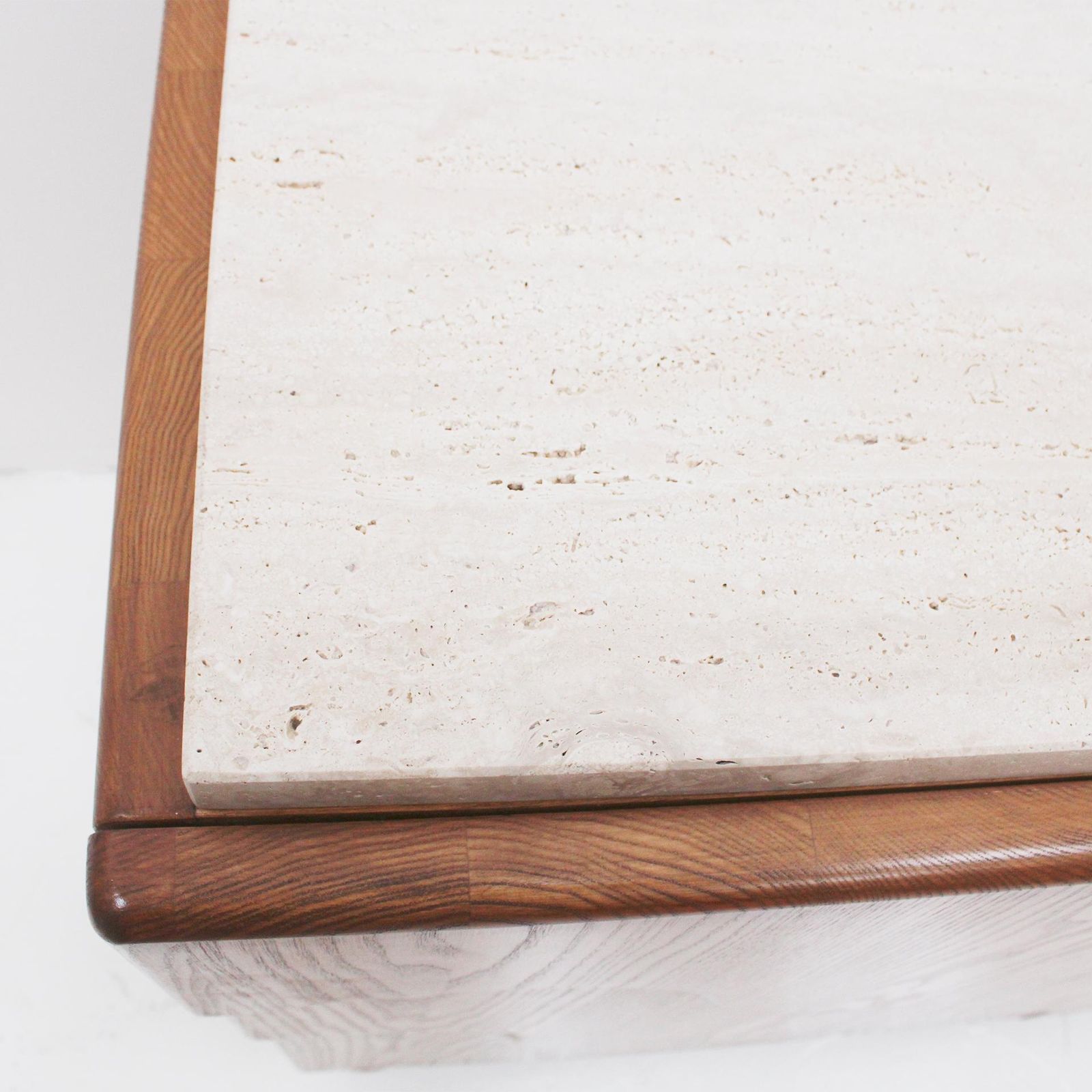 Furniture Pair Of Oak Wood Sideboards With Travertine Top. Italian Contemporary Design photo