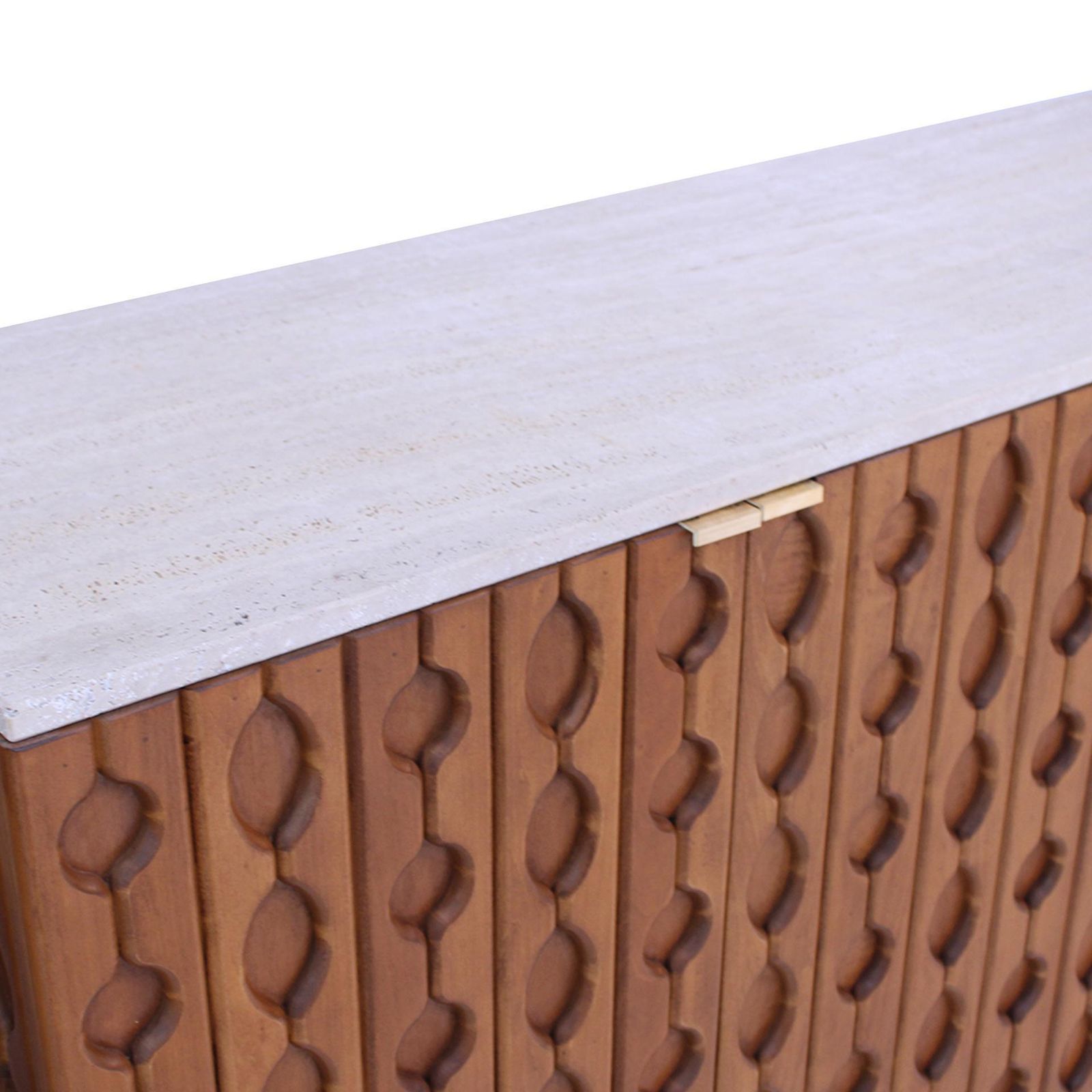 Contemporary Pair Of Italian Sideboards Made Of Solid Wood And Travertine photo 9435.0