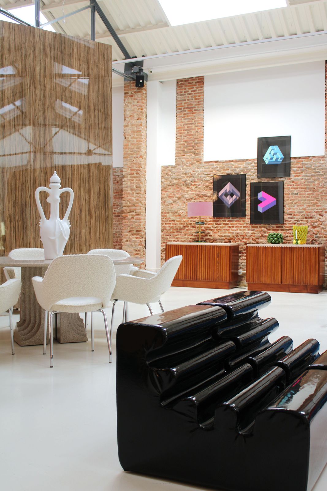Contemporary Pair Of Italian Sideboards Made Of Solid Wood And Travertine photo vinterior