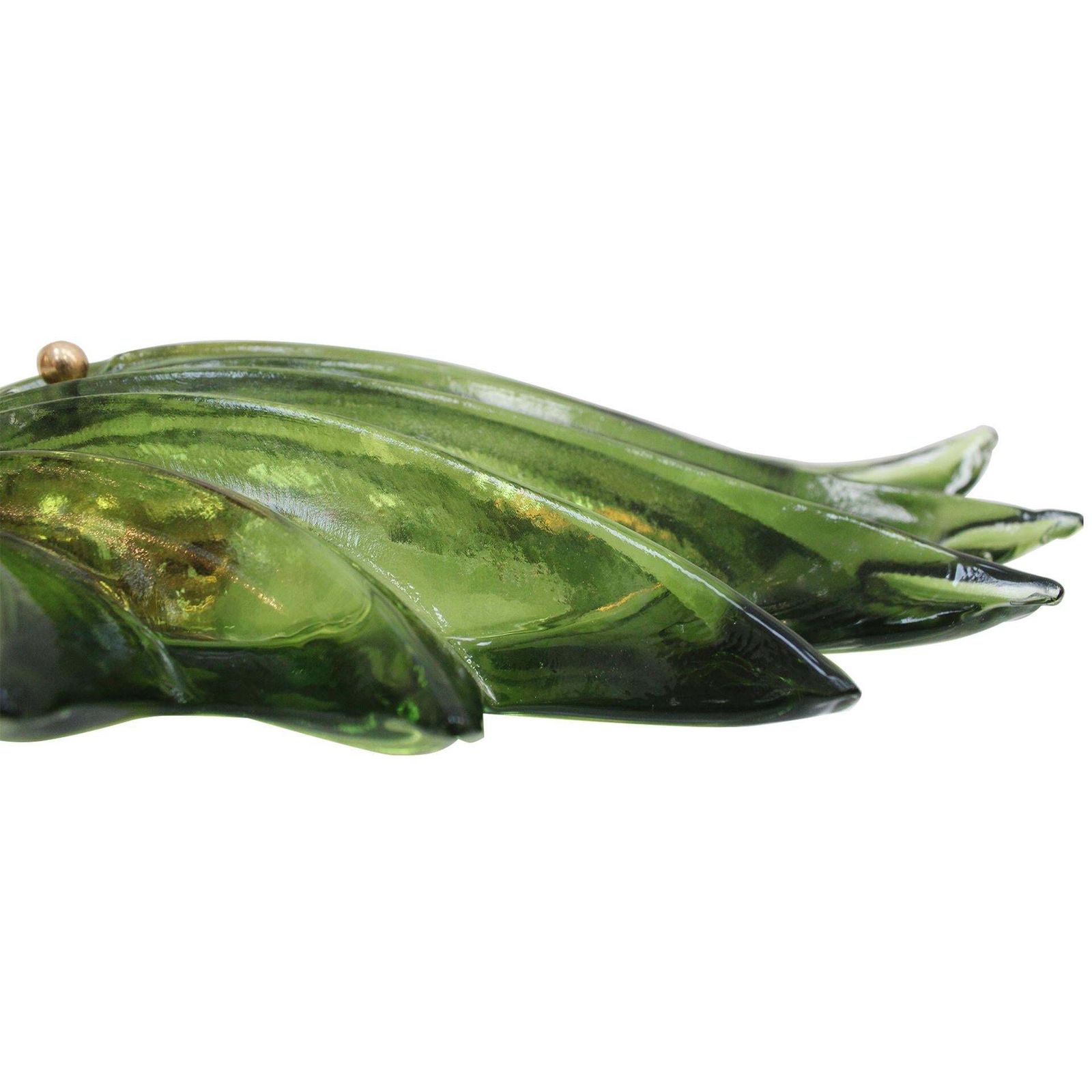 photo for sale Pair Of Floral Murano Glass Wall Sconces In Green, Italian Art Glass Lighting