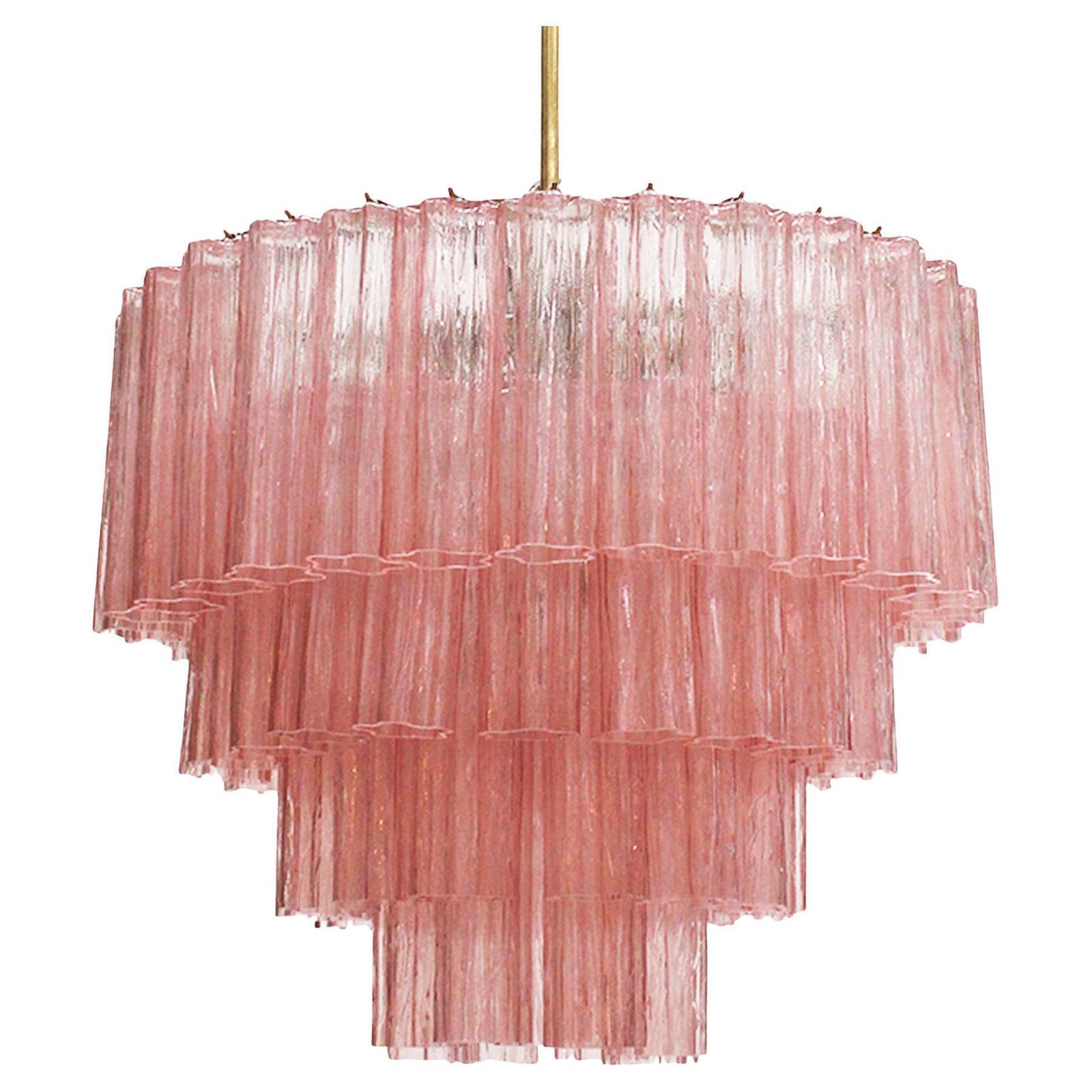 Cascada Suspension Lamp Handcrafted Pink Murano Glass And Brass, Italy