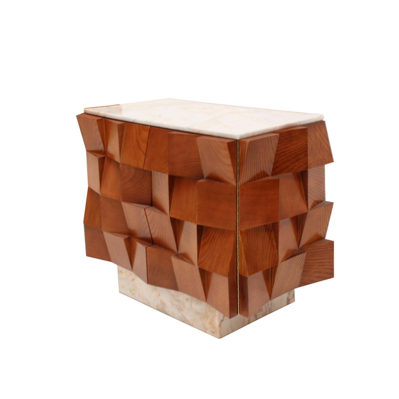 Contemporary Modern Pair Of Sideboards In Wood And Siena Marble Top, Italy photo furniture