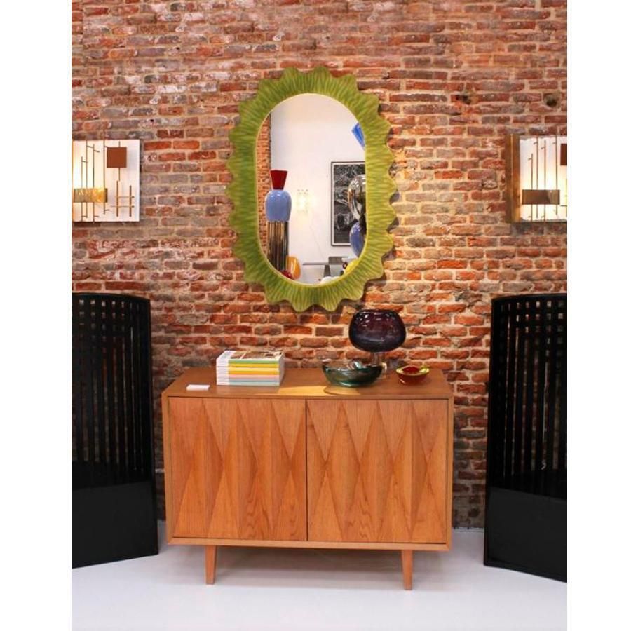 Organic Shaped Green Italian Mirror Made Of Murano Glass And Brass photo vinterior