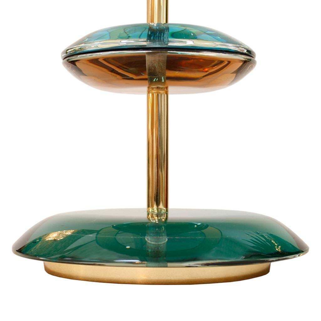 Mid Century Modern Style Murano Glass And Brass Pair Of Italian Table Lamps photo vinterior