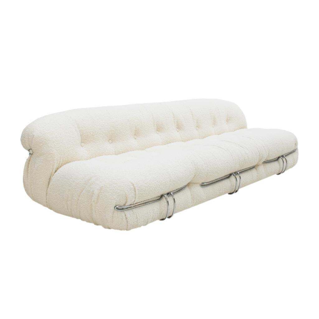 Midcentury White Wool Soriana Sofa And 2 Armchairs By Tobia Scarpa For Cassina photo furniture