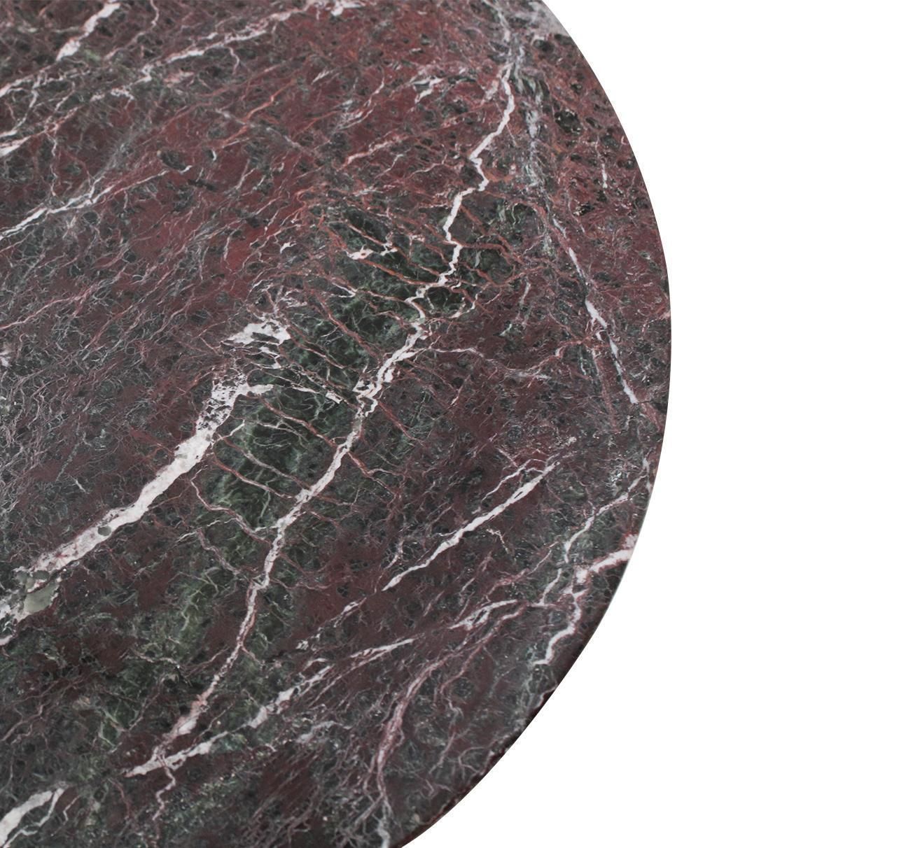 Mid Century Modern Pair Of Round Marble Rosso Levanto End Tables, Italy 70s photo 5575.0