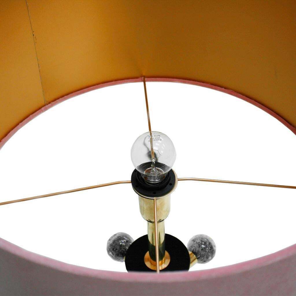 Mid Century Style Grey Murano Glass And Brass Italian Table Lamps photo 3400.0