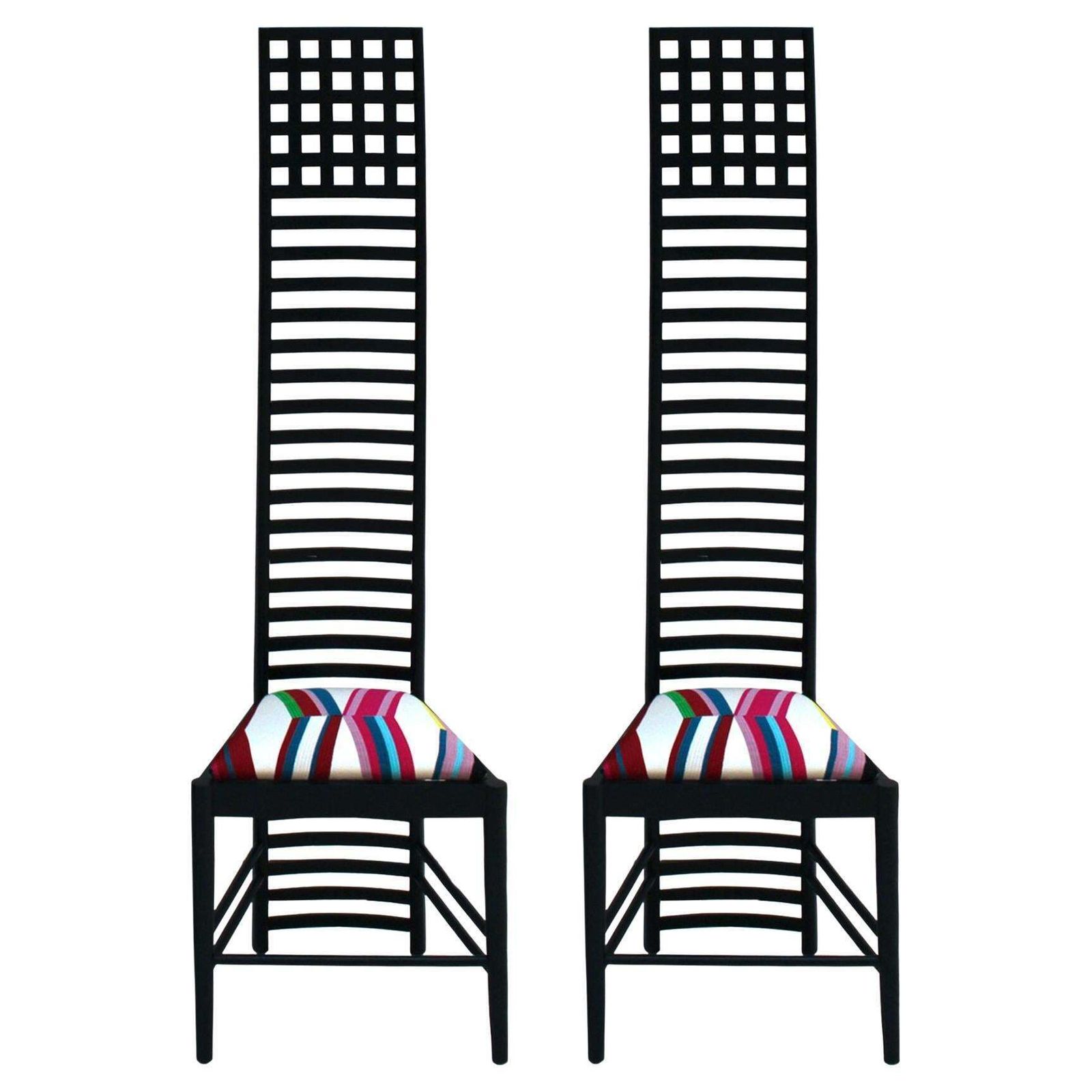 Mid Century Modern Mackintosh "292 Hill House 1" Italian Pair Of Ashwood Chairs