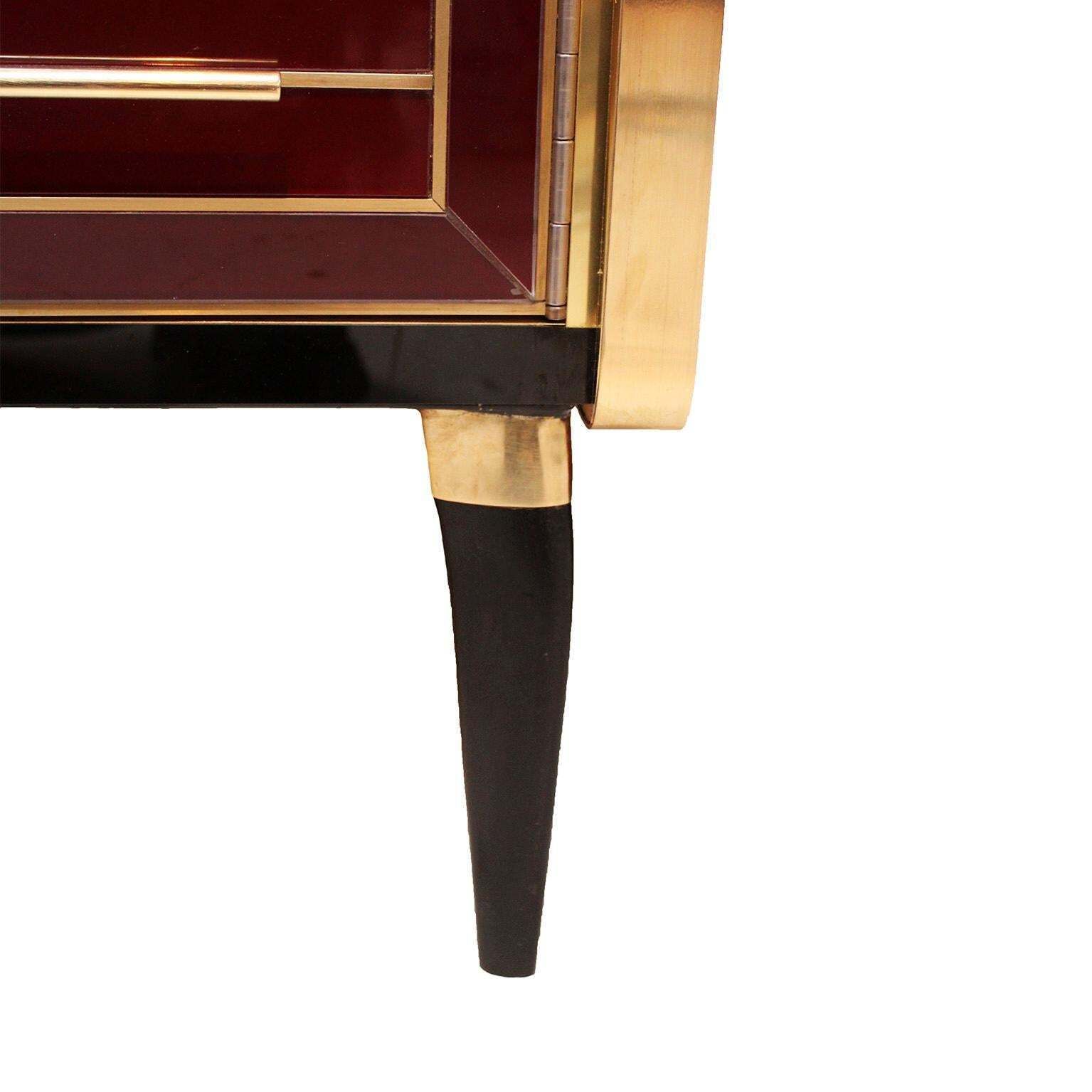 Mid Century Solid Wood And Colored Glass Bar Furniture, Italy 1950's photo 9400.0