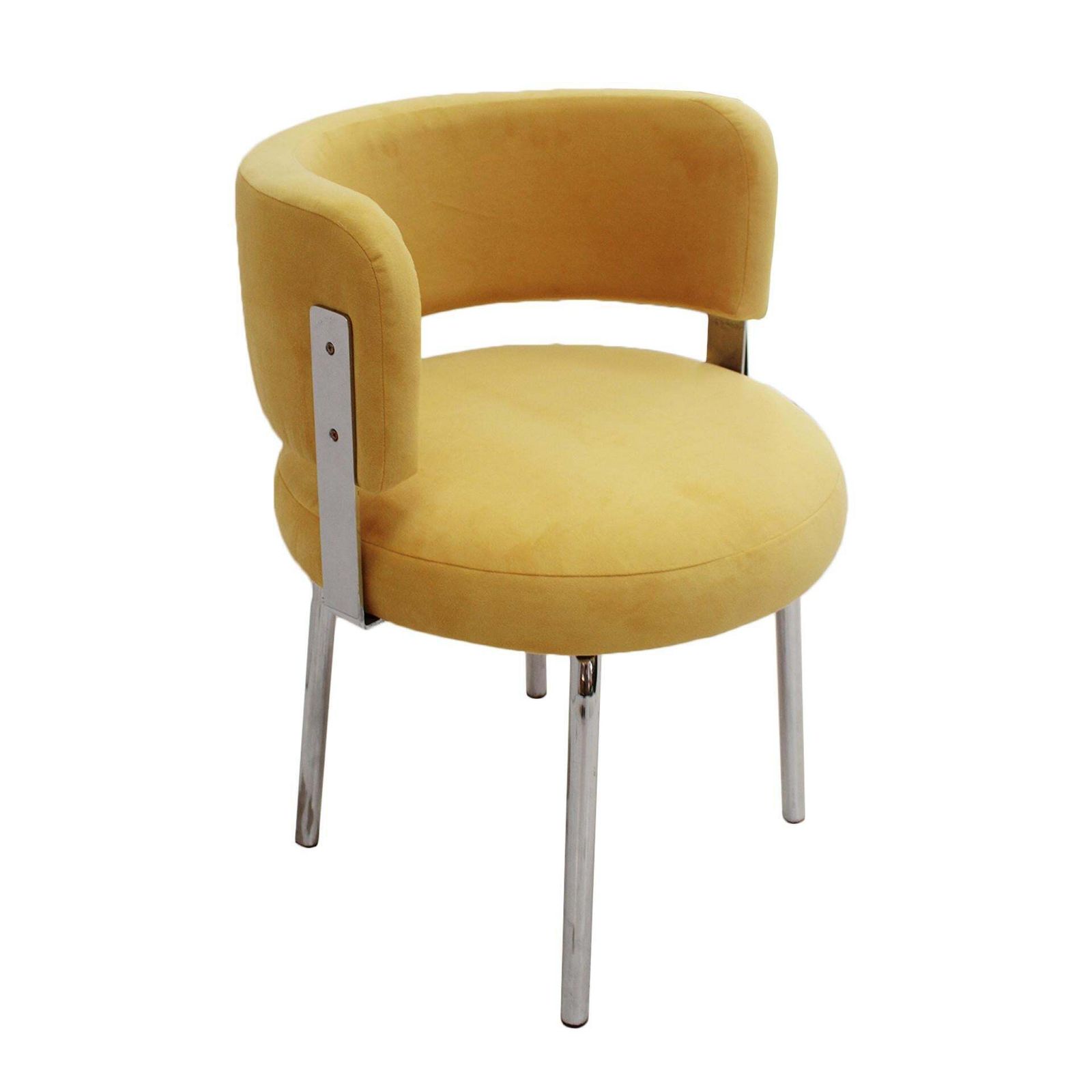 Pair Of Bauhaus Style Chairs For Pizzi Arredamenti Upholstered In Yellow Cotton photo for sale