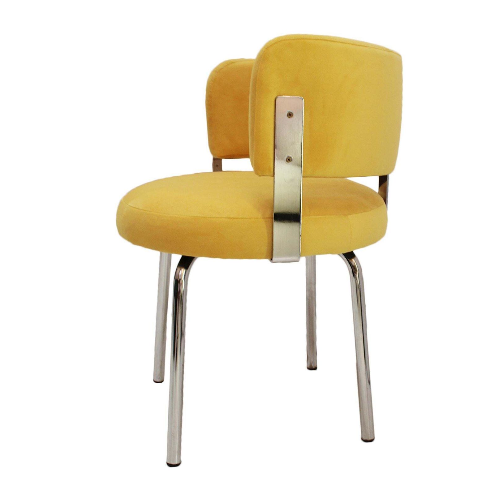Pair Of Bauhaus Style Chairs For Pizzi Arredamenti Upholstered In Yellow Cotton photo vinterior