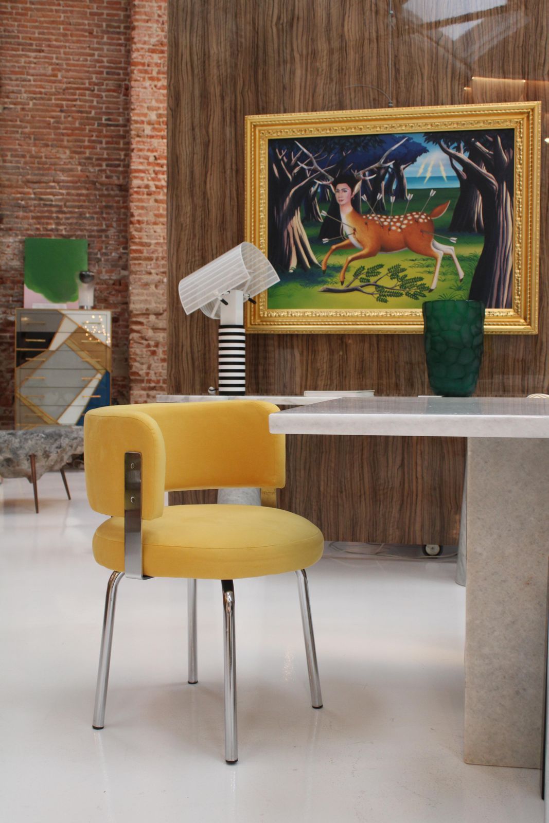 2016.0 Pair Of Bauhaus Style Chairs For Pizzi Arredamenti Upholstered In Yellow Cotton photo