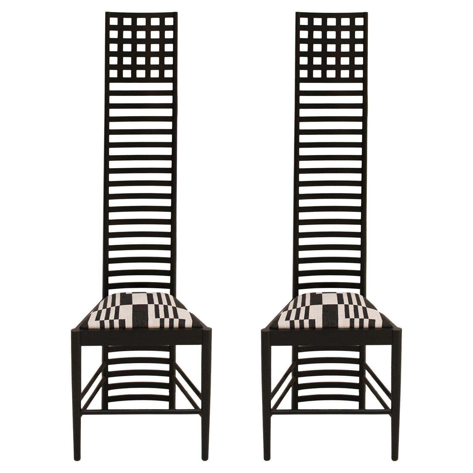Mid Century Modern Mackintosh "292 Hill House 1" Italian Pair Of Ashwood Chairs