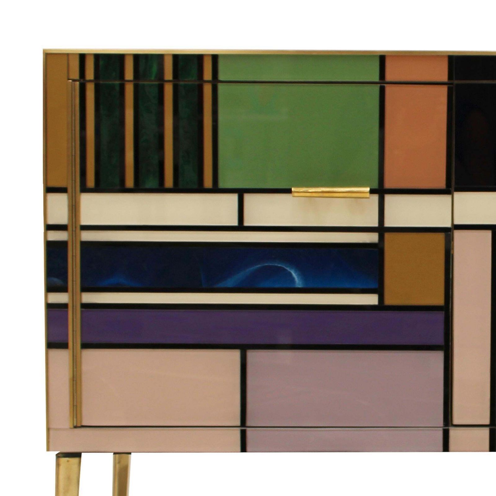 photo furniture Midcentury Style Wood Colored Glass And Brass Pair Of Italian Sideboards