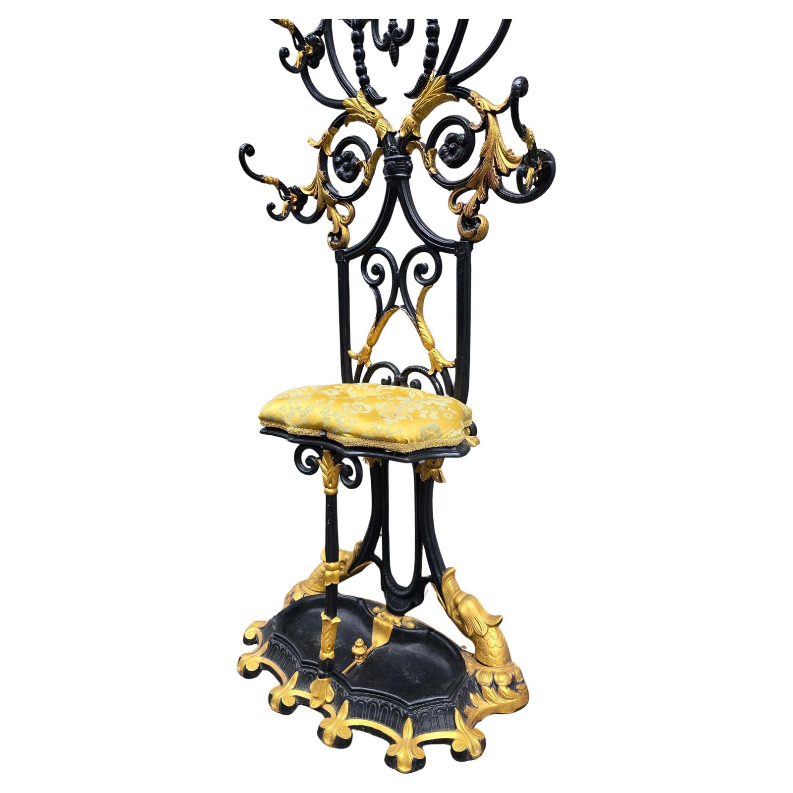 photo furniture 19th Century French Cast Iron Hall Stand With Gilded Accents