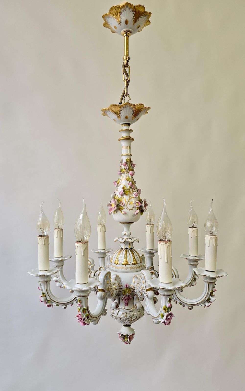 Rare Italian Mangani Porcelain Chandelier – 1970s photo furniture