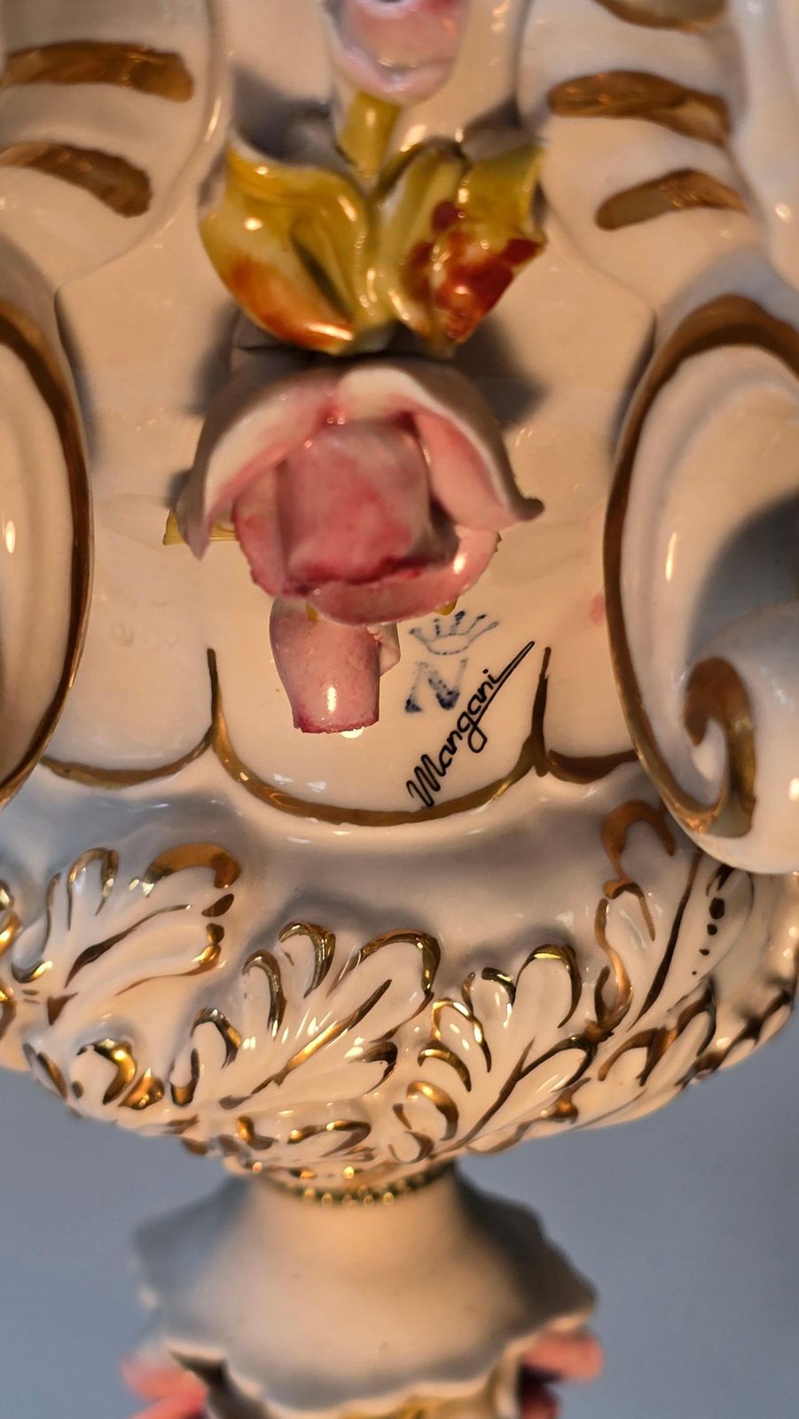 Rare Italian Mangani Porcelain Chandelier – 1970s photo vintage