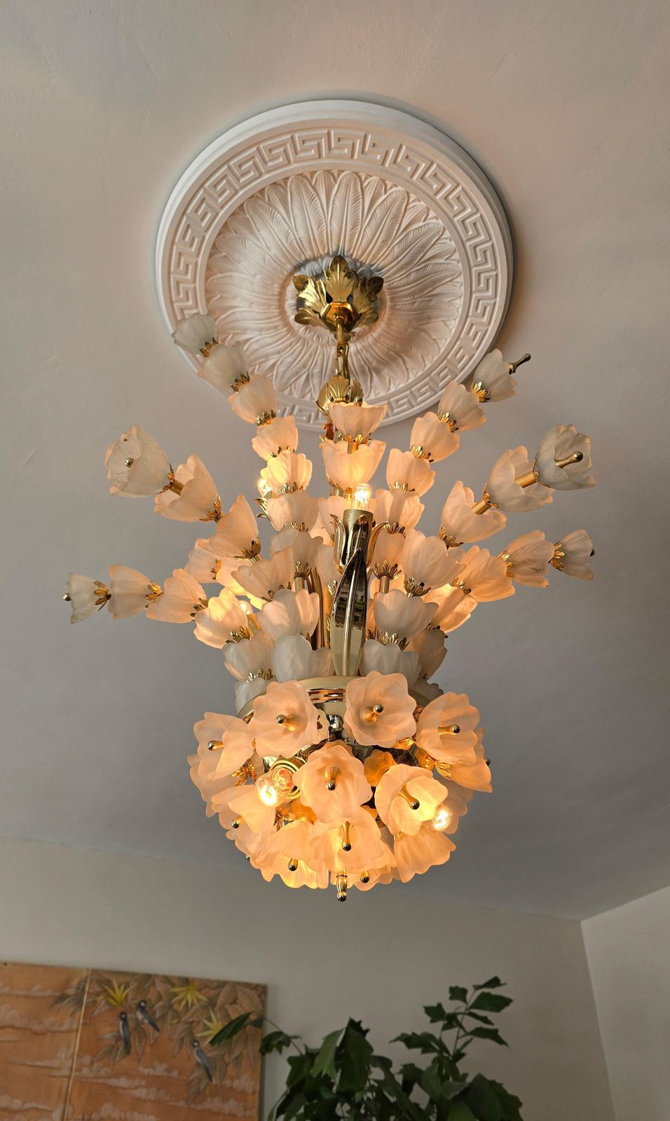 Exceptional Italian Murano Glass Chandelier With 85 Handcrafted Flowers photo furniture