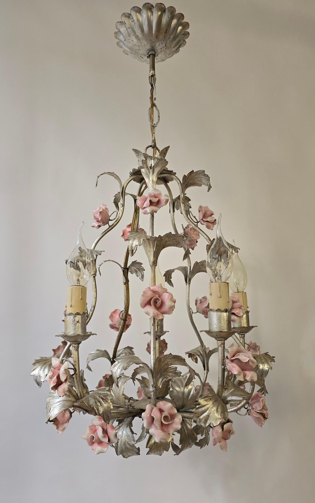 Set Of Two Chandeliers With Porcelain Roses photo Lighting